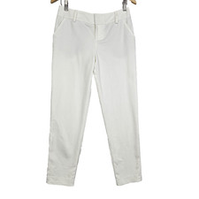 Alice+Olivia Employer Ankle Dress Pants Women Sz 4 Ivory Taper Leg Cotton Blend