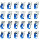 24 Pack Caster Swivel Plate On Blue Polyurethane Wheels 2" size wheels
