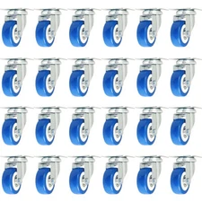 24 Pack Caster Swivel Plate On Blue Polyurethane Wheels 2" size wheels