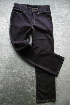Jeans ESCADA Gr 36 dunkel-lila, violett+weißmelange  weiße Steppungen Zustand ++