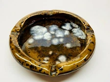 Vintage Glazed Ceramic Ashtray 6.75" Diameter