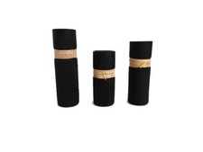 1980s Balos Asian Style Matte Black Mouthblown Vases Set of 3