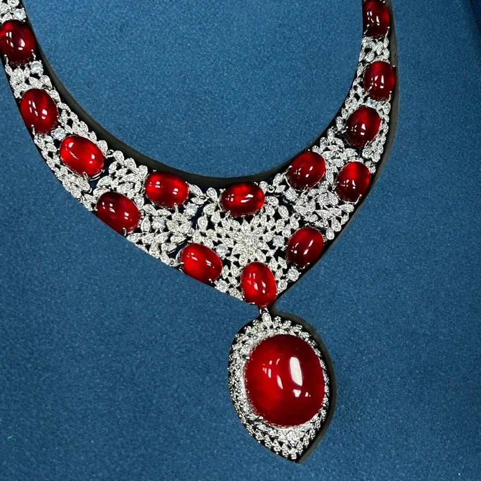 Настоящий натуральный лед Мьянма красный бисер нефрит жадеит ожерелья кулоны - Изображение 4 из 4