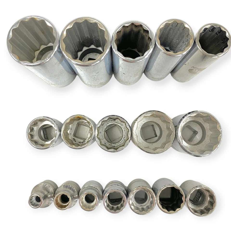 Armstrong 3/8 Drive Deep and Standard 12Pt Socket Set 1/4 to 7/8 in, 17 pcs, USA - Image 3 of 4