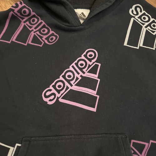 Adidas Girls Black Pullover Sweater Small kids Logo 7/8 6 Soccer Run C319 - Picture 3 of 12