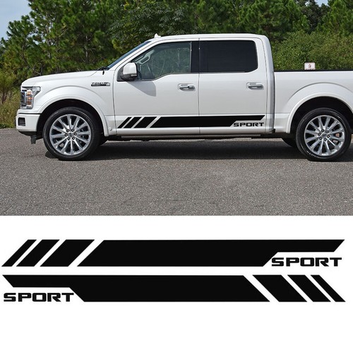 QP-Glossy Black Side Skirt Vinyl Decal Sticker Stripe For Ford F-150 F-250 F-350