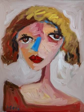 Original Art Portrait Oil Painting on Stretched Canvas 14" x 11"