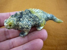 Y-LIZ-IG-251) Green IGUANA LIZARD FIGURINE carving stone PERU I love pet lizards