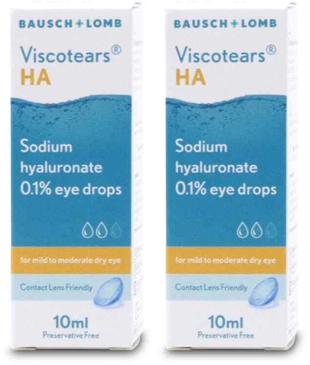 Viscotears Hyaluronic Acid Preservative Free Eye Drops 10ml X 2
