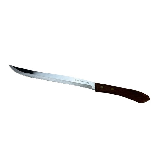 Vintage Ekco Stainless Serrated Bread Carving Knife Wood Handle 8