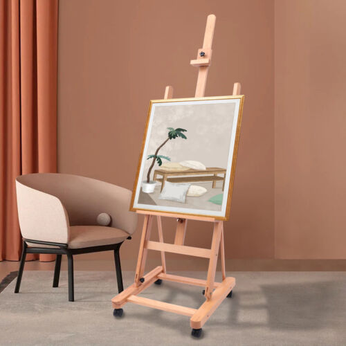 Large Studio H-Frame Easel - Beech Wood Artist Adjustable Movable Tilting Easel - Picture 3 of 24