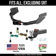 For 11-13 Dodge Durango Trailer Hitch 4 Pin Wiring 2" Ball Excl SRT Curt 6K 2"