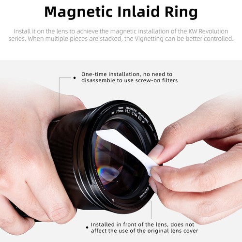Kase Magnetic Inlaid Step-Up Adapter Ring - Use Large Filters for Small Lenses - Picture 2 of 16