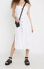 Urban Outfitters White Eyelet Embroidered Midi 6/8 Sundress Strappy Boho Cottage