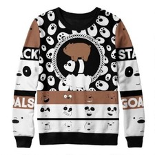We Bare Bears Stack Goals Jacquard Knit Sweater - Cartoon Network -Unisex NEW 