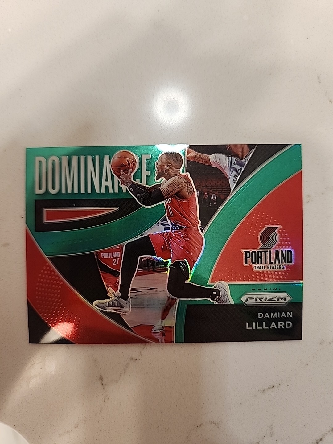 2021-22 Panini Prizm Damian Lillard #18 Green Dominance Portland Trail Blazers