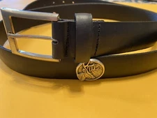 Black Genuine Leather Belt with Deer Head Buck Conchos Size 38 NL+