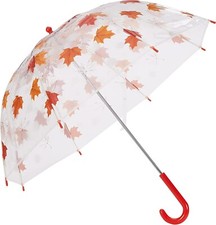Amazon Basics Kids Clear Bubble Umbrella with maple leaf pattern