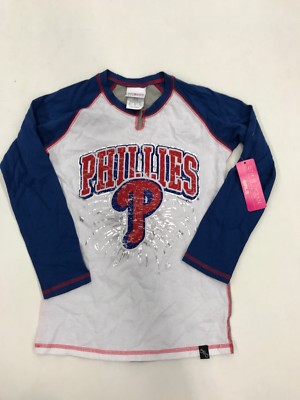 MLB Team Apparel Philadelphia Phillies Silver Firework Girls Sample 7/8 Nice New