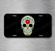 Sugar Skull Día de los Muertos Calavera Mexico License Plate Front Auto Tag