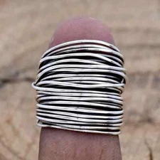 925 Sterling Silver Band& Statement Meditation Handmade RingJewelry All size-D15