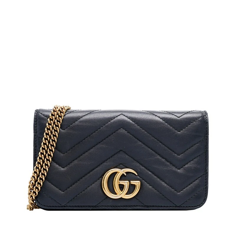 Mini sac bandoulière Gucci noir Matelasse GG Marmont à rabat