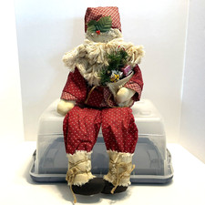 Rustic Country Whimsical Santa Claus Shelf Sitter Figure with Sack of Gifts