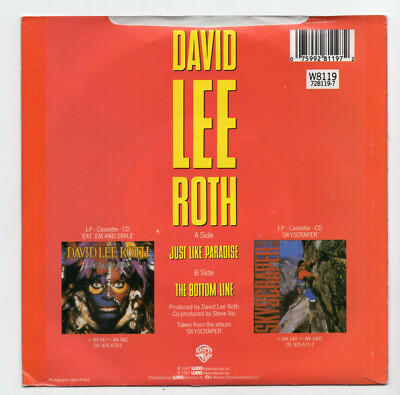 (A710) David Lee Roth, Just Like Paradise - 1987 - 7 inch vinyl