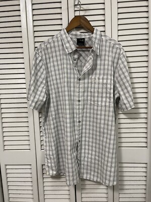Jack Wolfskin Mens XXL 2XL UV Shield White Plaid Button Down
