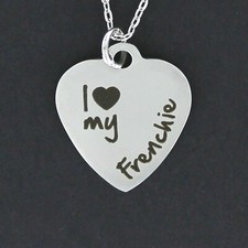 I LOVE MY FRENCHIE French Bulldog Necklace Engraved Stainless Steel Pet Jewelry