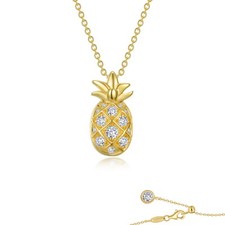 BRAND NEW Sterling Silver Gold-Plated Simulated Diamond Pineapple Necklace