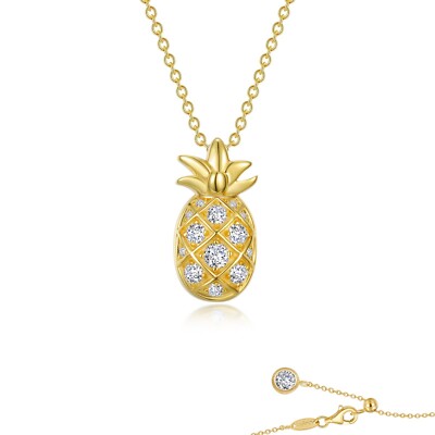 *BRAND NEW* Sterling Silver Gold-Plated Simulated Diamond Pineapple Necklace