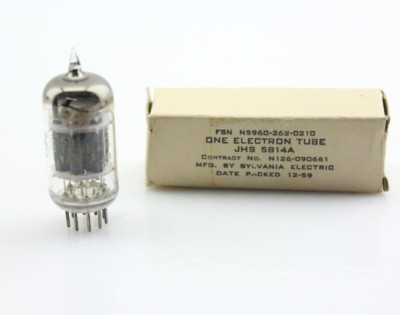 New NOS Qty 1 SYLVANIA JHS 5814A Grey Plates D Getter 1959 NOS Vintage Tube USA