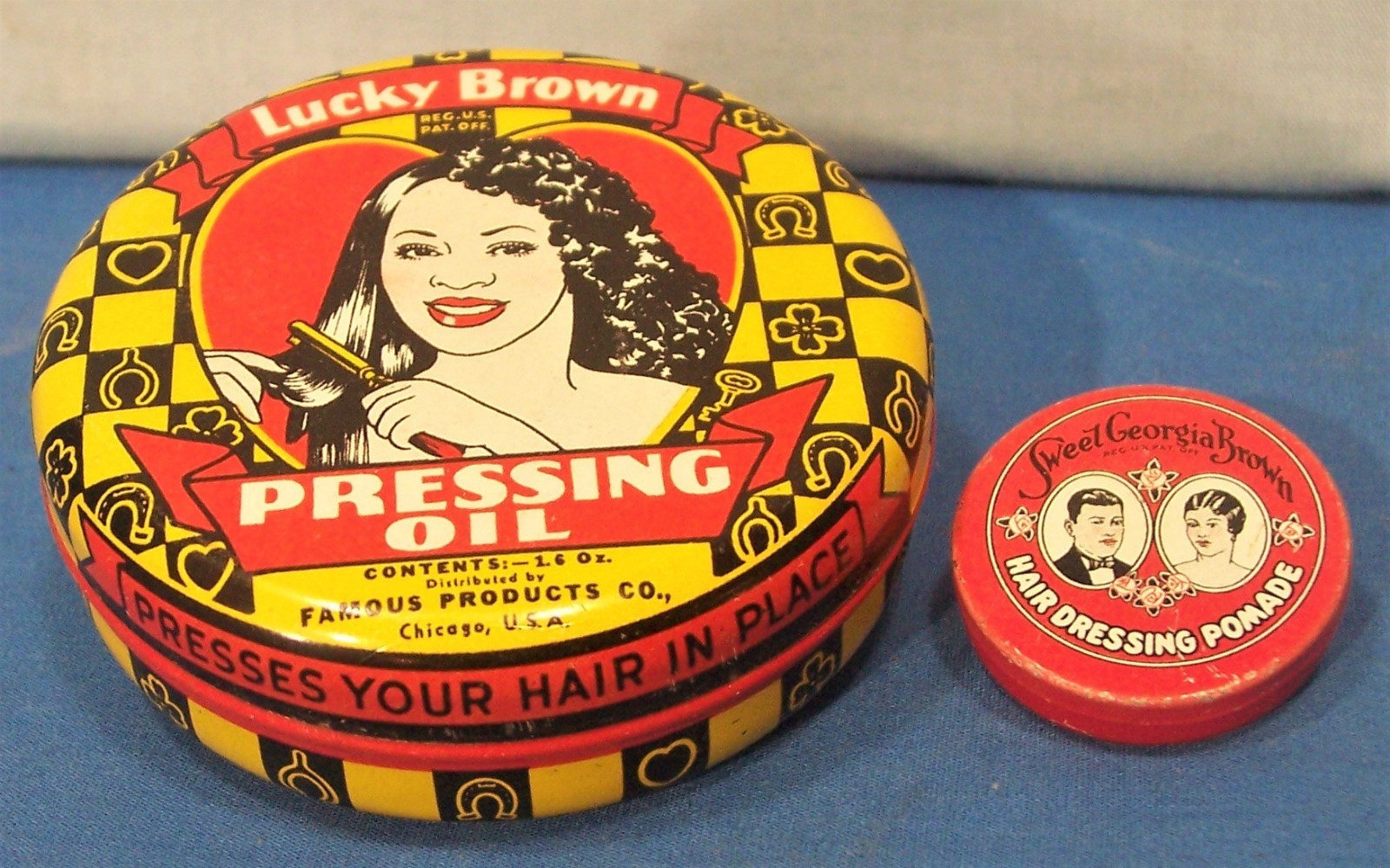 Hair Pomade Tins Lucky Brown + Sweet Brown 1930's eBay