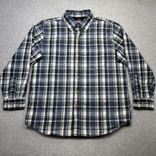 Ridgecut Toughwear Shirt Large Blue White Plaid Flannel Heavy Rugged Durable
