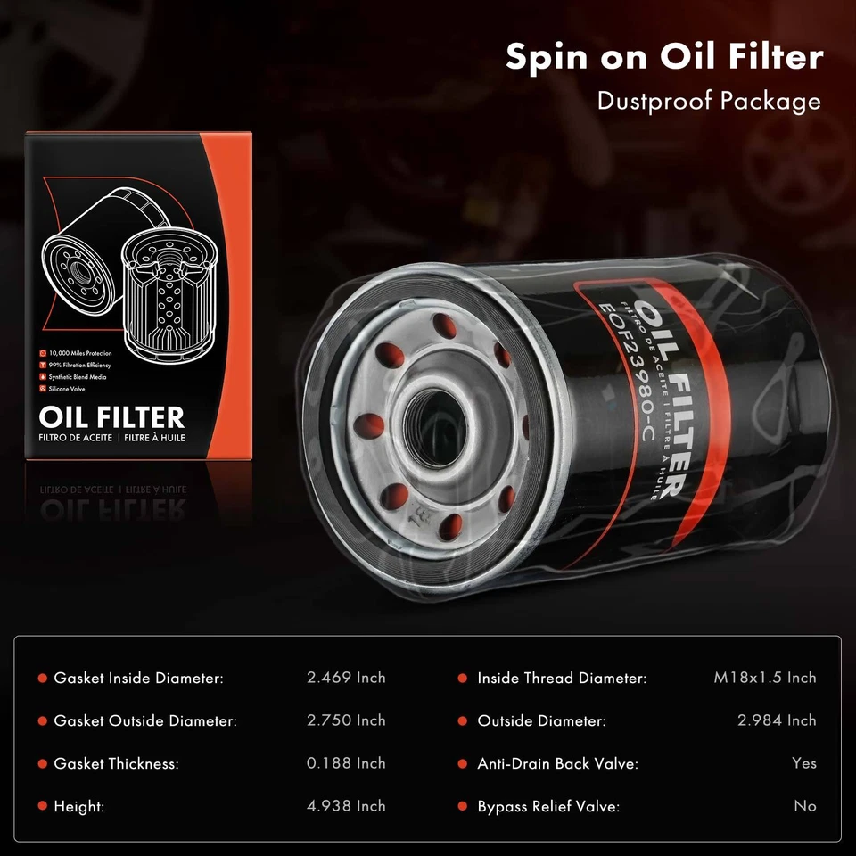 Engine Oil Filter for GMC Sierra Yukon Typhoon Cadillac Buick Checker Pontiac - Image 2 of 4