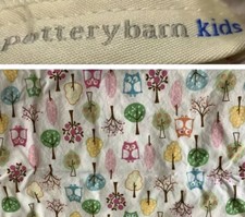 POTTERY BARN Kids Fitted Crib Sheet Owls Trees Cotton Unisex