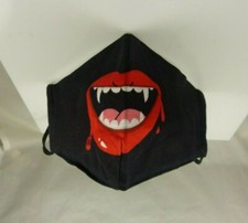 Vampire bite face mask black red and white adult size
