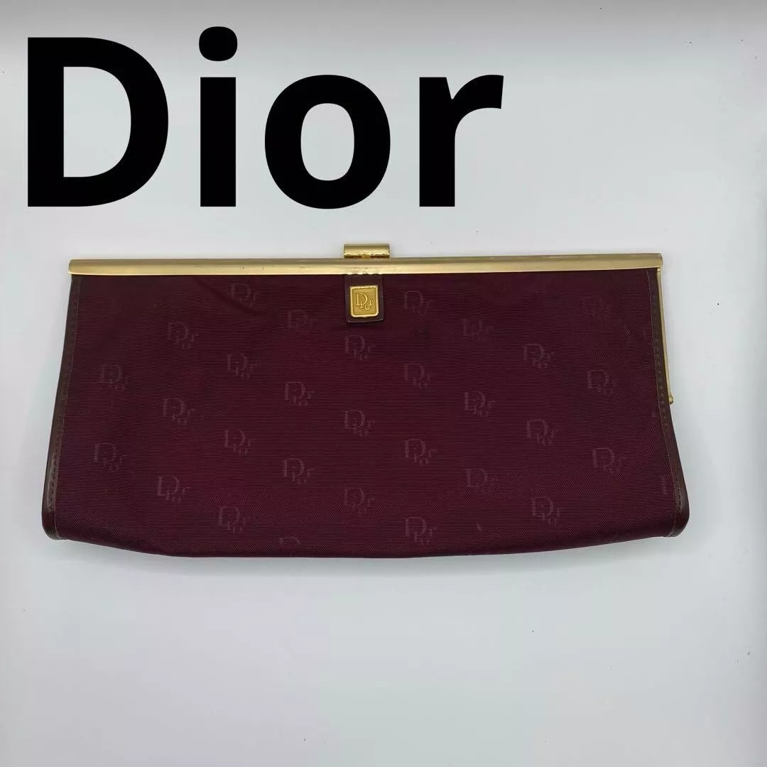 Sac pochette Christian Dior logo toile bordeaux authentique