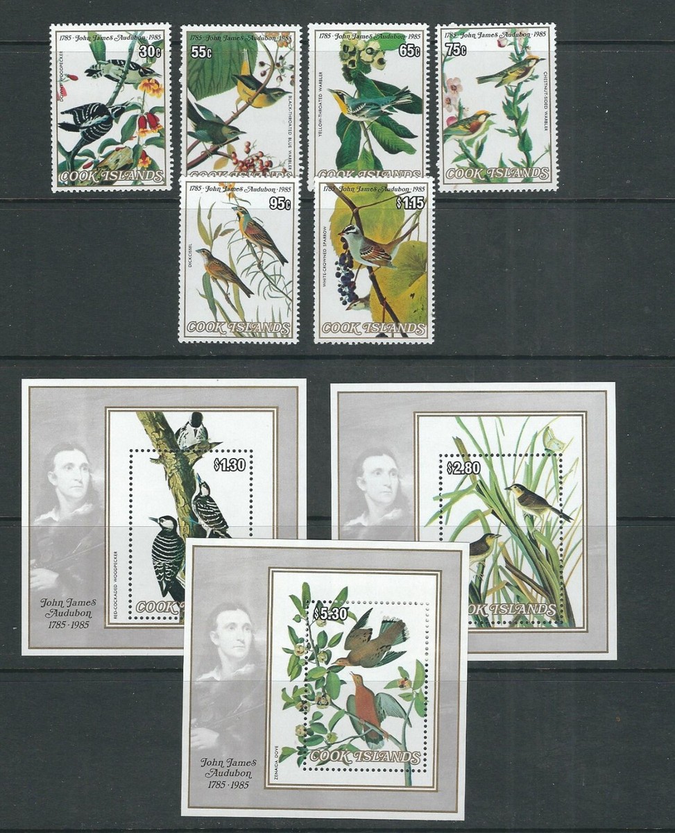 COOK ISLANDS 1985 NORTH AMERICAN BIRDS ILLUSTRATED by AUDUBON (Sc