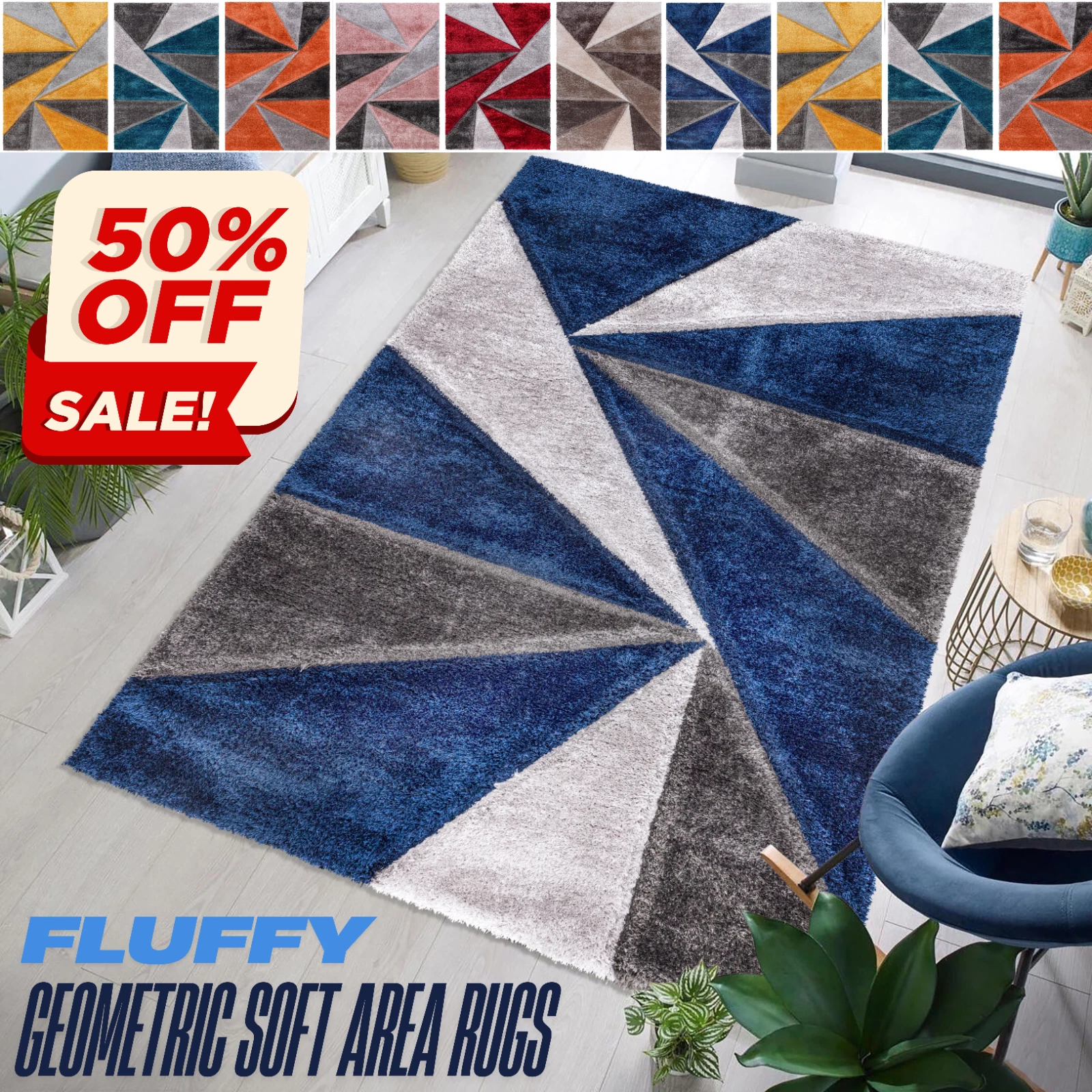 Modern Rugs Large Shaggy Rug Bedroom Living Room Anti Slip Soft Carpet Floor Mat