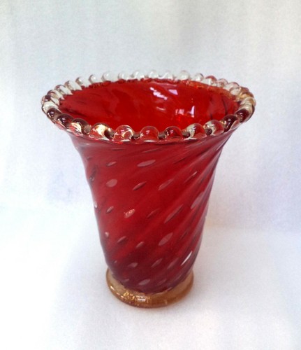 MURANO VENETIAN BAROVIER & TOSO RED SIGNORETTO ART GLASS VASE - Picture 2 of 6