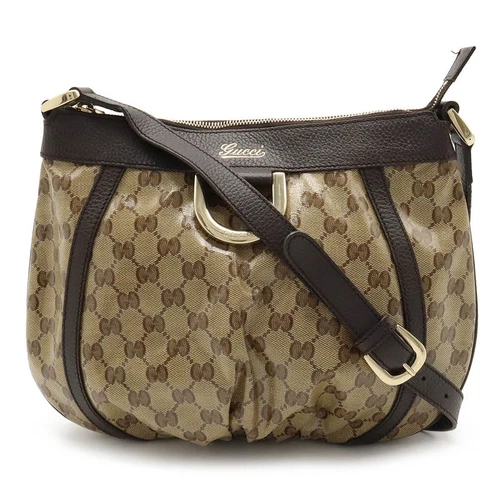 GUCCI Abby GG Borsa a tracolla in cristallo rivestita in tela pelle beige dar... GZl13bfh