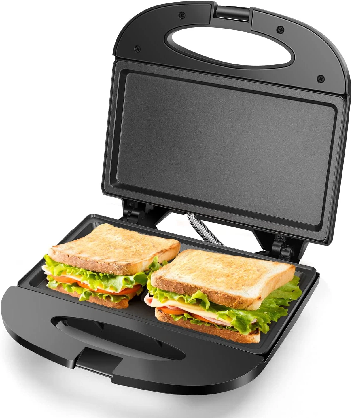 Sandwichera compacta superficie profunda antiadherente para huevo jamón y carne