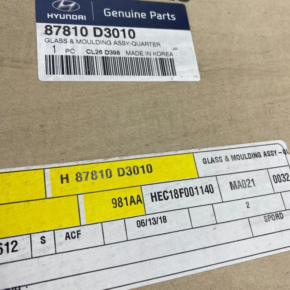 PIEZAS ORIGINALES HYUNDAI 87810-D3010 MONTAJE CRISTAL Y MOLDURAS - CUARTO 87810D3010 Foto 3 de 4