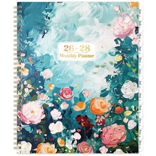 2027-2028 Monthly Planner/Calendar - Jan. 2027 - Jun. 2028, 9" x 11", floral