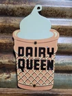 VINTAGE DAIRY QUEEN PORCELAIN SIGN OLD ICE CREAM MILKSHAKE DESSERT CONE DIECUT