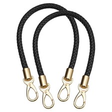2Pcs 50cm/19.7" Braided Leather Purse Replacement Strap for Handbag Black