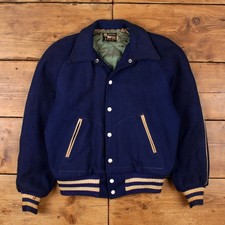 Vintage Empire Varsity Jacket M 60s Bomber Snap Blue