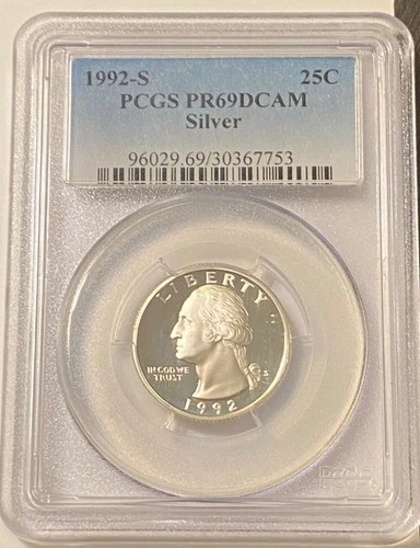1992 S 25C Silver Washington Quarter Proof PCGS PR69DCAM